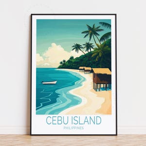 Póster de viaje de la isla de Cebú, Indonesia, arte mural de Indonesia, impresión de la isla de Cebú, regalos de cumpleaños, decoración del hogar, regalo de boda