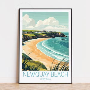 Poster de voyage Newquay en Angleterre, art mural Angleterre, impression Newquay, cadeaux d'anniversaire, décoration d'intérieur, poster de voyage personnalisé