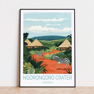 Ngorongoro Crater Travel Poster, Tanzania Wall Art, Ngorongoro Crater Tanzania Print, Birthday Gifts, Home Decor, Personalised Travel Poster