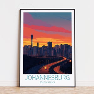 Johannesburg Südafrika Reise Poster, Südafrika Wandkunst, Johannesburg Druck, Geburtstagsgeschenk, Wohnkultur, individuelles Reiseplakat