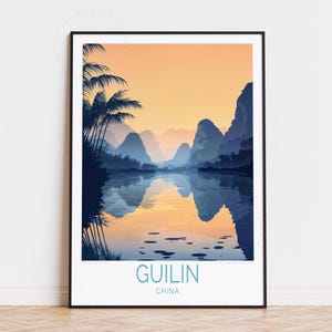 Guilin China Travel Poster, China Wall Art, Guilin Print, Travel Home Decor, Birthday Present, Personalised Travel Poster