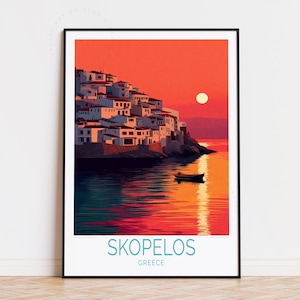 Skopelos Greece Travel Poster, Greece Wall Art, Skopelos Print, Housewarming Gifts, Birthday Present, Custom Travel Poster