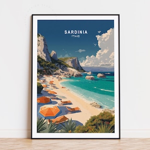 Sardinia Italy Travel Poster, Uganda Wall Art, Sardinia Mediterranean Sea Print, Home Decor, Birthday Gifts, Minimalist Travel Poster