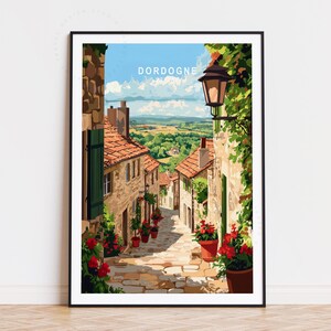 Poster di viaggio sulla Dordogna, Francia, arte murale sulla Francia, stampa sulla Dordogna, regali di compleanno, regalo di nozze, arredamento per la casa, poster di viaggio minimalista