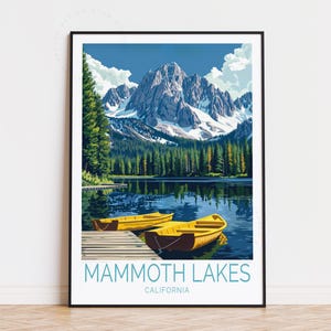 Affiche de voyage Mammoth Lakes en Californie, art mural californien, impression Mammoth Lakes, décoration d'intérieur, cadeau d'anniversaire, affiche de voyage personnalisée