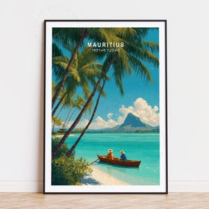 Mauritius Indian Ocean Travel Poster, Indian Ocean Wall Art, Mauritius Africa Print, Birthday Gifts, Home Decor, Minimalist Cityscape