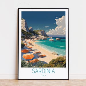 Sardinia Italy Travel Poster, Uganda Wall Art, Sardinia Mediterranean Sea Print, Home Decor, Birthday Present, Custom Travel Poster