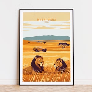 Masai Mara Kenya Travel Print, Kenya Wall Art, Masai Mara National Reserve Poster, Home Decor, Birthday Gifts, Personalised Travel Poster
