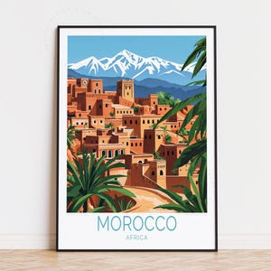 Affiche de voyage Maroc Afrique, art mural Afrique, impression Maroc, cadeaux d'anniversaire, affiche de voyage personnalisée, décoration de voyage