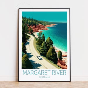 Poster di viaggio di Margaret River, Australia, arte murale australiana, stampa di Margaret River, regalo di compleanno, arredamento per la casa, regali personalizzati