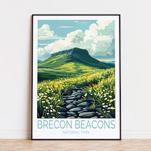Brecon Beacons Wales Travel Poster, Wales Wall Art, Brecon Beacons National Park Print, Personalised Travel Poster, Home Decor
