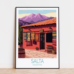 Poster de voyage Salta Argentine, art mural Argentine, impression Salta, cadeaux d'anniversaire, décoration d'intérieur, cadeau de mariage, affiche de voyage personnalisée