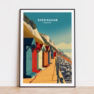 Sheringham England Reise Poster, England Wandkunst, Sheringham Druck, Geburtstagsgeschenk, minimalistisches Reise Poster, Wohnkultur