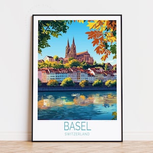 Basel Reiseplakat, Schweiz Wandkunst, Basel Schweiz Druck, Wohnkultur, Geburtstagsgeschenke, personalisiertes Reiseplakat