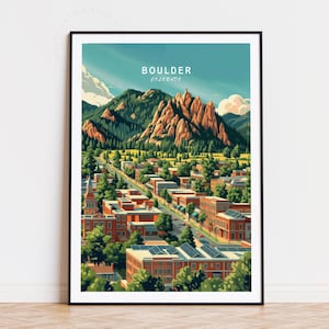 Poster de voyage rocher, art mural Colorado, impression rocher, décoration d'intérieur, affiche de voyage personnalisée, cadeau d'anniversaire, paysage urbain minimaliste