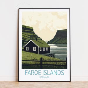 Faroe Islands Travel Poster, Denmark Wall Art, Faroe Islands Denmark Print, Birthday Gifts, Home Decor, Custom Travel Poster