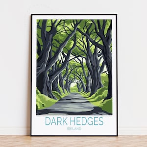 Dark Hedges Reiseplakat, Irland Wandkunst, Dark Hedges Irland Druck, Geburtstagsgeschenke, personalisiertes Reiseplakat, Wohnkultur