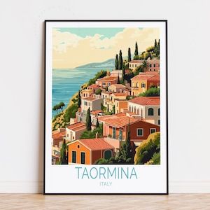 Taormina Italy Travel Poster, Italy Sicily Wall Art, Taormina Print, Personalised Travel Poster, Home Decor, Birthday Gifts