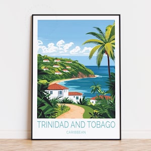 Affiche de voyage pour les Caraïbes de Trinité-et-Tobago, art mural des Caraïbes, impression de Trinité-et-Tobago, décoration d'intérieur, cadeaux d'anniversaire