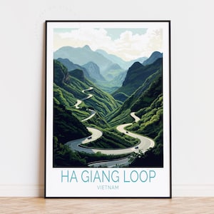 Poster de voyage Ha Giang Loop, art mural Vietnam, impression Ha Giang Loop, décoration d'intérieur, cadeaux d'anniversaire, poster de voyage personnalisé