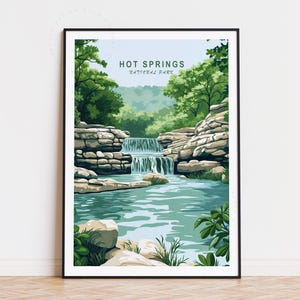 Hot Springs National Park Reise Poster, Arkansas Wandkunst, Hot Springs Druck, Badehaus Kunst, Wohnkultur, minimalistische Stadtansicht