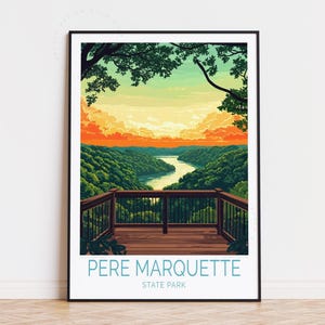 Poster de voyage Pere Marquette State Park, art mural Illinois, impression Pere Marquette Illinois, cadeau d'anniversaire, décoration d'intérieur, cadeaux personnalisés