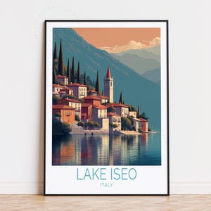 Lake Iseo Travel Poster, Italy Wall Art, Lake Iseo Italy Print, Home Decor, Birthday Gifts, Custom Travel Poster, Wedding Present