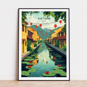 Póster de viaje de Vietnam y Asia, arte mural asiático, impresión de Vietnam, decoración de viaje para el hogar, regalos de cumpleaños, póster de viaje minimalista