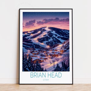 Póster de viaje de Brian Head, arte mural de Utah, impresión de la estación de esquí de Brian Head, regalos de cumpleaños, póster de viaje personalizado, decoración del hogar