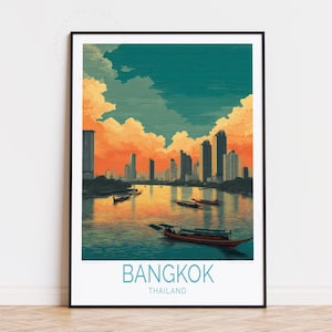 Bangkok Thailand Travel Poster, Thailand Wall Art, Bangkok Print, Personalised Travel Poster, Birthday Gifts, Home Decor