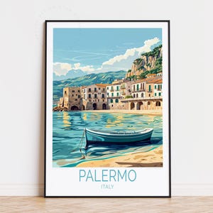 Affiche de voyage Palerme Italie, art mural Italie, impression Palerme Sicile, décoration d'intérieur, affiche de voyage personnalisée, cadeau d'anniversaire