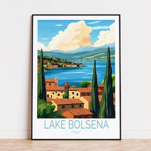 Lake Bolsena Italy Travel Poster, Italy Wall Art, Lake Bolsena Print, Birthday Present, Custom Travel Poster, Housewarming Gifts