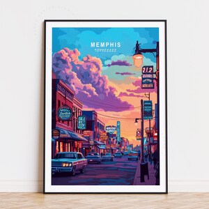 Affiche de voyage Memphis, art mural Tennessee, impression Memphis Tennessee, décoration d'intérieur, affiche de voyage minimaliste, cadeau d'anniversaire