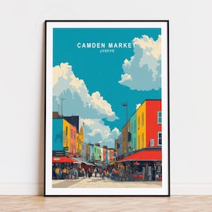Camden Town London Travel Poster, London Wall Art, Camden Market Print, Home Decor, Birthday Gifts, Minimalist Travel Poster