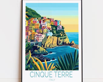 Cinque Terre Italy Travel Poster, Italy Wall Art, Cinque Terre Print, Home Decor, Custom Travel Poster, Birthday Gifts