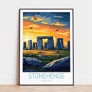 Stonehenge England Reiseplakat, England Wandkunst, Stonehenge Druck, Wohnkultur, Geburtstagsgeschenke, personalisiertes Reiseplakat