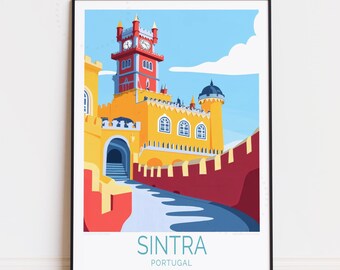 Sintra Portugal Travel Poster, Portugal Wall Art, Sintra Print, Birthday Present, Personalised Travel Poster, Home Decor