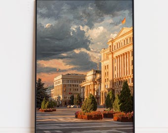 Sofia Bulgaria Largo Watercolor Poster | Historic City Square Wall Art Print | Europe Travel Decor
