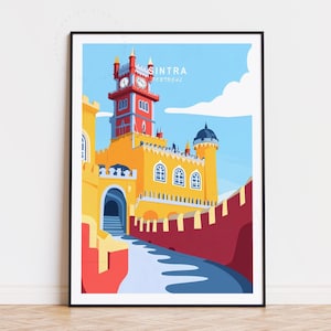 Póster de Sintra, Portugal, arte mural de Portugal, impresión de Sintra, regalo de cumpleaños, póster de viaje minimalista, decoración del hogar