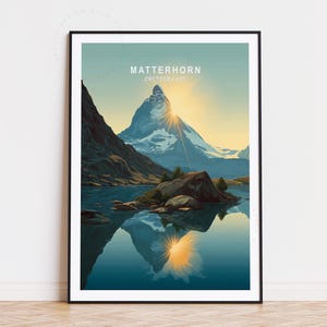 Matterhorn Switzerland Travel Poster, Switzerland Wall Art, Matterhorn Print, Home Decor, Birthday Gifts, Minimalist Travel Poster