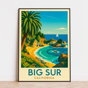 Big Sur Kalifornien Reiseplakat, Kalifornien Wandkunst, Big Sur Druck, Wohnkultur, Geburtstagsgeschenke, personalisiertes Reiseplakat