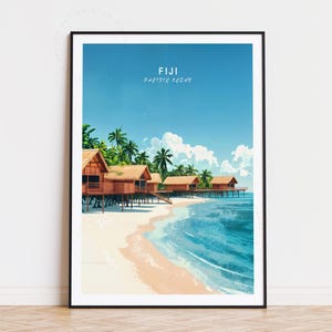Fiji Travel Poster, Pacific Ocean Wall Art, Fiji South Pacific Print, CustomTravel Poster, Home Decor, Birthday Gifts, Minimalist Cityscape