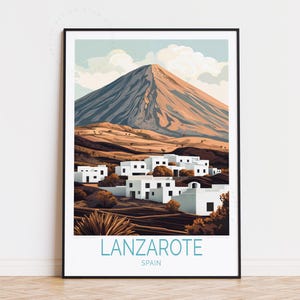 Cartaz de viagem de Lanzarote, arte de parede da Espanha, impressão de Lanzarote Espanha, presentes de inauguração de casa, presente de aniversário, cartaz de viagem personalizado