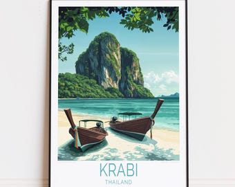 Krabi Travel Poster, Thailand Wall Art, Krabi Thailand Print