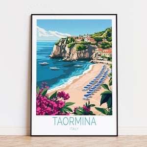 Taormina Italy Travel Poster, Italy Wall Art, Taormina Print, Birthday Gifts, Personalised Travel Poster, Home Decor