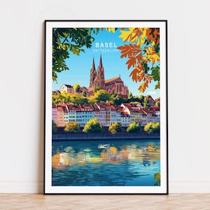 Basel Reiseplakat, Schweiz Wandkunst, Basel Schweiz Druck, Wohnkultur, Minimalistisches Reiseplakat, Geburtstagsgeschenk