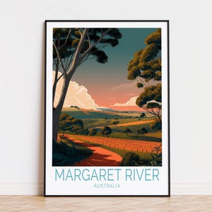 Poster di viaggio di Margaret River, Australia, arte murale australiana, stampa di Margaret River, arredamento per la casa, regalo di compleanno, regali di nozze
