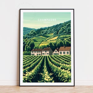 Champagne Travel Poster, France Wall Art, Champagne France Print, Birthday Gifts, Custom Travel Poster, Travel Home Decor