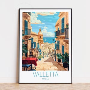 Póster de viaje de La Valeta, Malta, arte mural de Malta, impresión de La Valeta, regalo de cumpleaños, decoración del hogar, póster de viaje personalizado