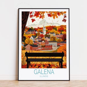 Poster di viaggio Galena, arte murale dell'Illinois, stampa Galena Illinois, regali di inaugurazione della casa, regalo di compleanno, poster di viaggio personalizzato